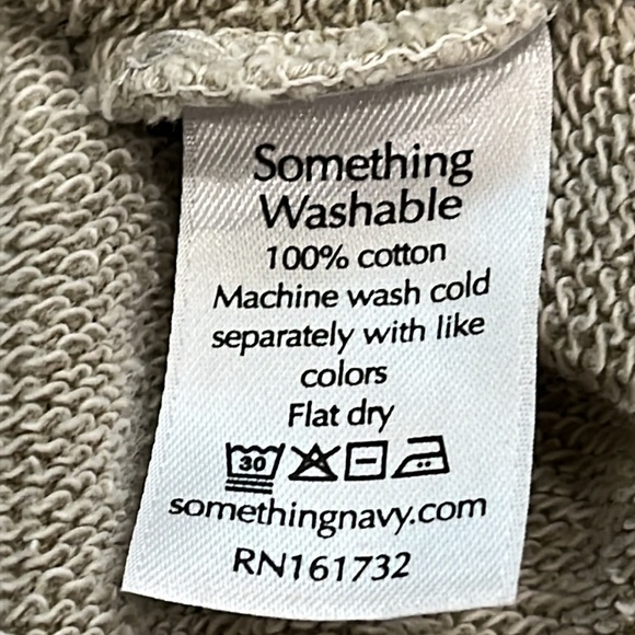 Something Navy Taupe Cotton Wash Terry 10” sleeve Sweatshirt Top size M - Picture 9 of 11